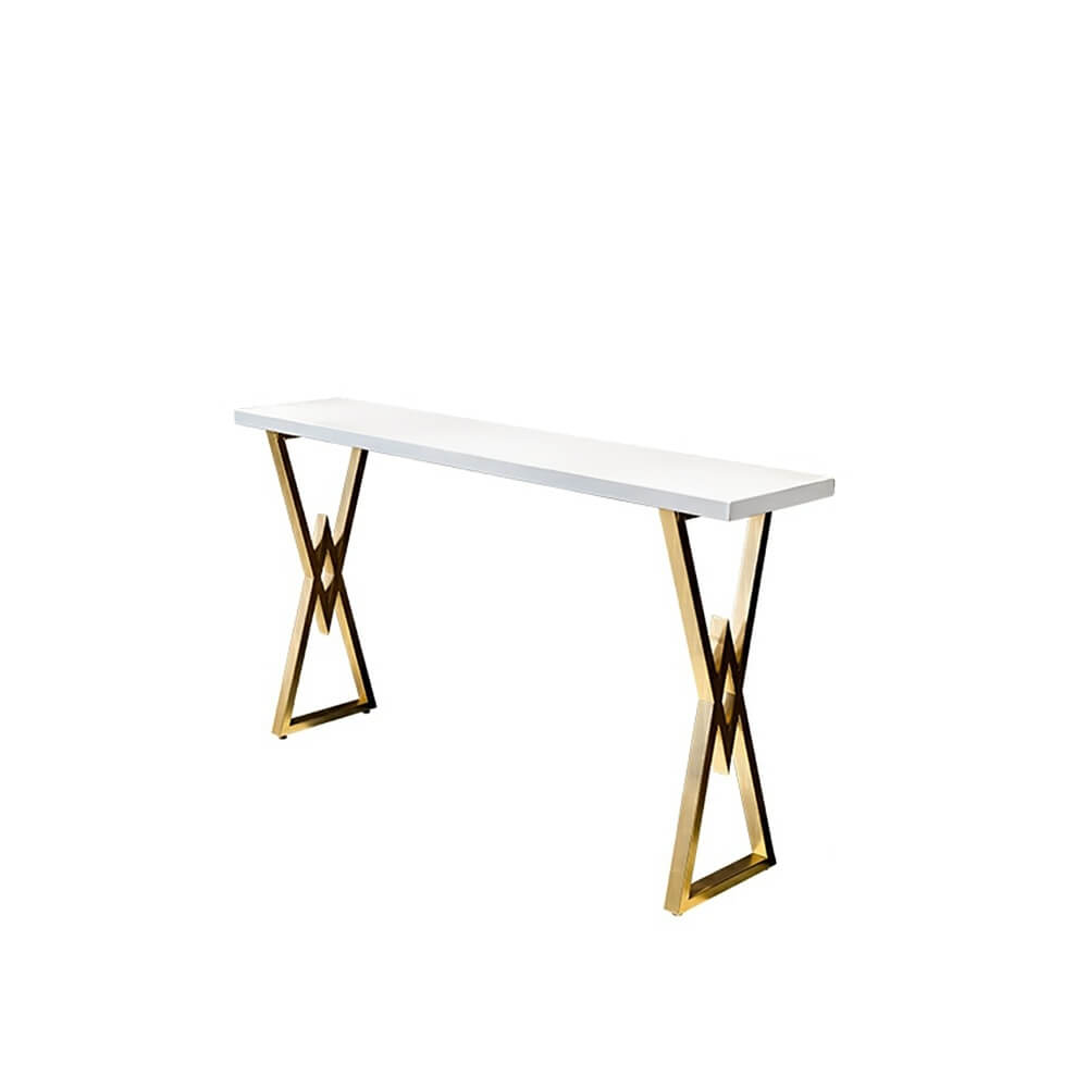 Modern White MDF Bar Counter With Gold Metal Base