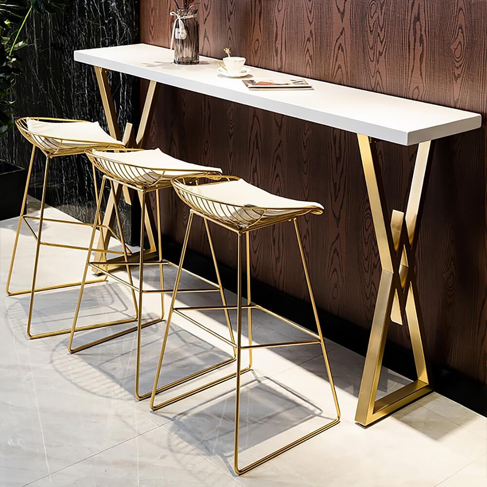 Modern White MDF Bar Counter With Gold Metal Base Main Product Image