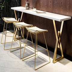 Modern White MDF Bar Counter With Gold Metal Base Main Product Image