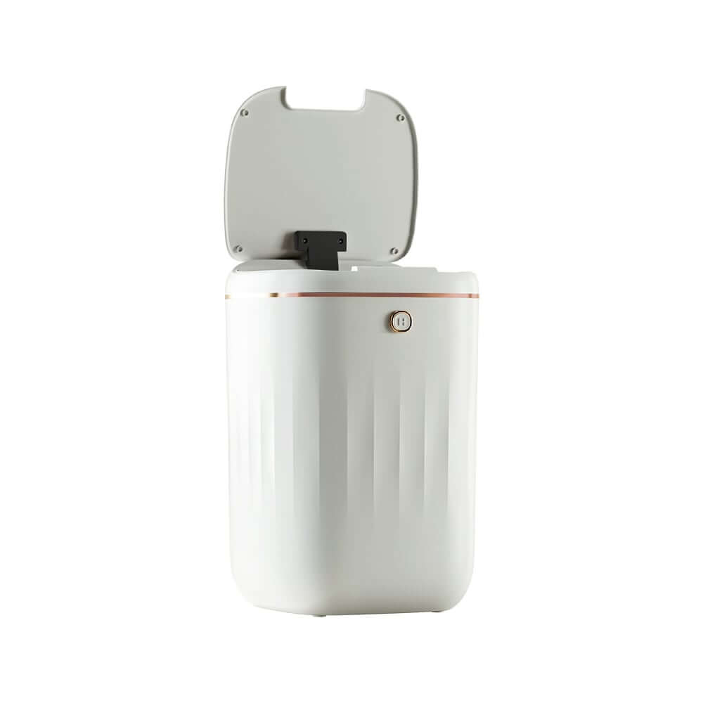Modern White Motion Sensor Trash Can with Waterproof Design