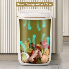 Modern White Motion Sensor Trash Can with Waterproof Design