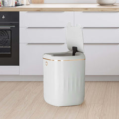 Modern White Motion Sensor Trash Can with Waterproof Design