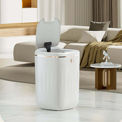 Modern White Motion Sensor Trash Can with Waterproof Design