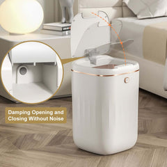 Modern White Motion Sensor Trash Can with Waterproof Design