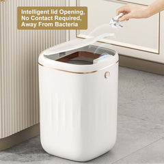 Modern White Motion Sensor Trash Can with Waterproof Design