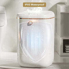 Modern White Motion Sensor Trash Can with Waterproof Design