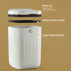 Modern White Motion Sensor Trash Can with Waterproof Design