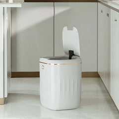 Modern White Motion Sensor Trash Can with Waterproof Design
