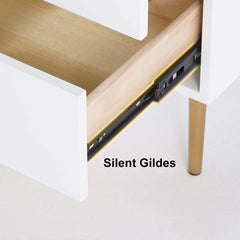 Modern White Nightstand With 2 Drawers - Engineered Wood