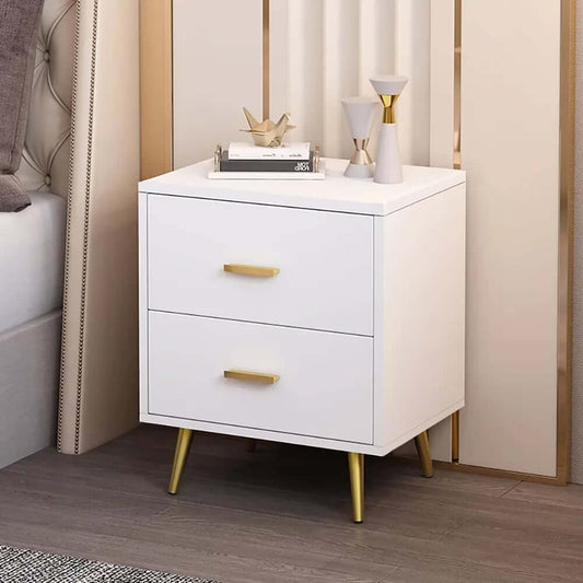 Modern White Nightstand With 2 Drawers - Engineered Wood Main Product Image