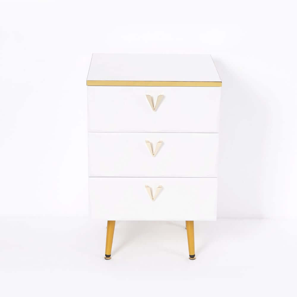 Modern White Nightstand With Drawers, Engineered Wood
