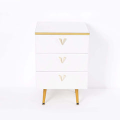 Modern White Nightstand With Drawers, Engineered Wood