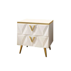 Modern White Nightstand With Drawers, Engineered Wood