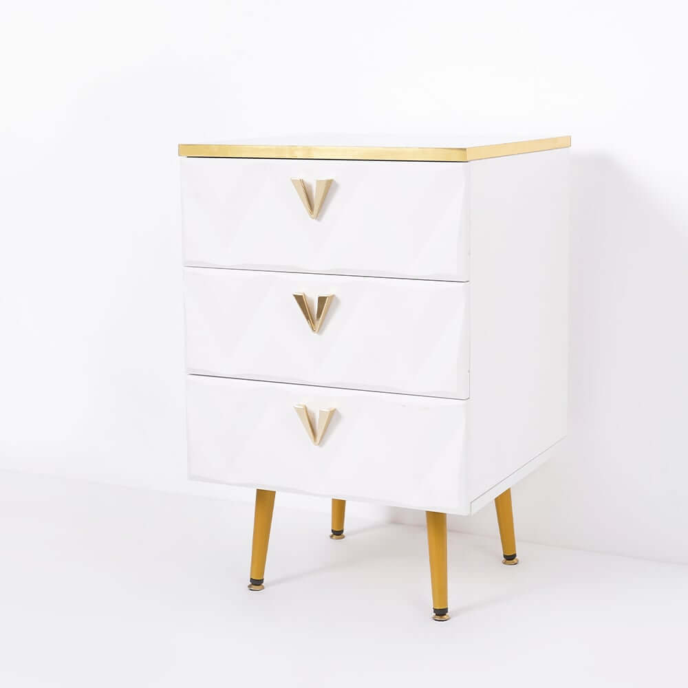 Modern White Nightstand With Drawers, Engineered Wood