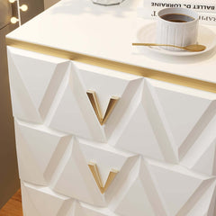 Modern White Nightstand With Drawers, Engineered Wood