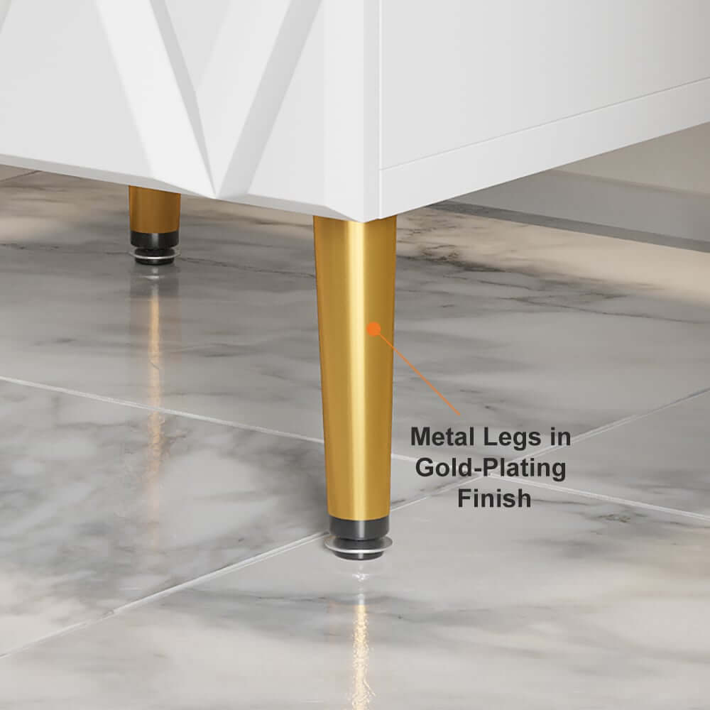 Modern White Nightstand With Drawers, Engineered Wood