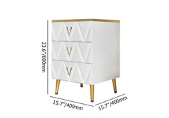 Modern White Nightstand With Drawers, Engineered Wood Dimensions