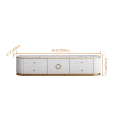 Modern White Pine Wood TV Stand With Gold Metal Legs Dimensions