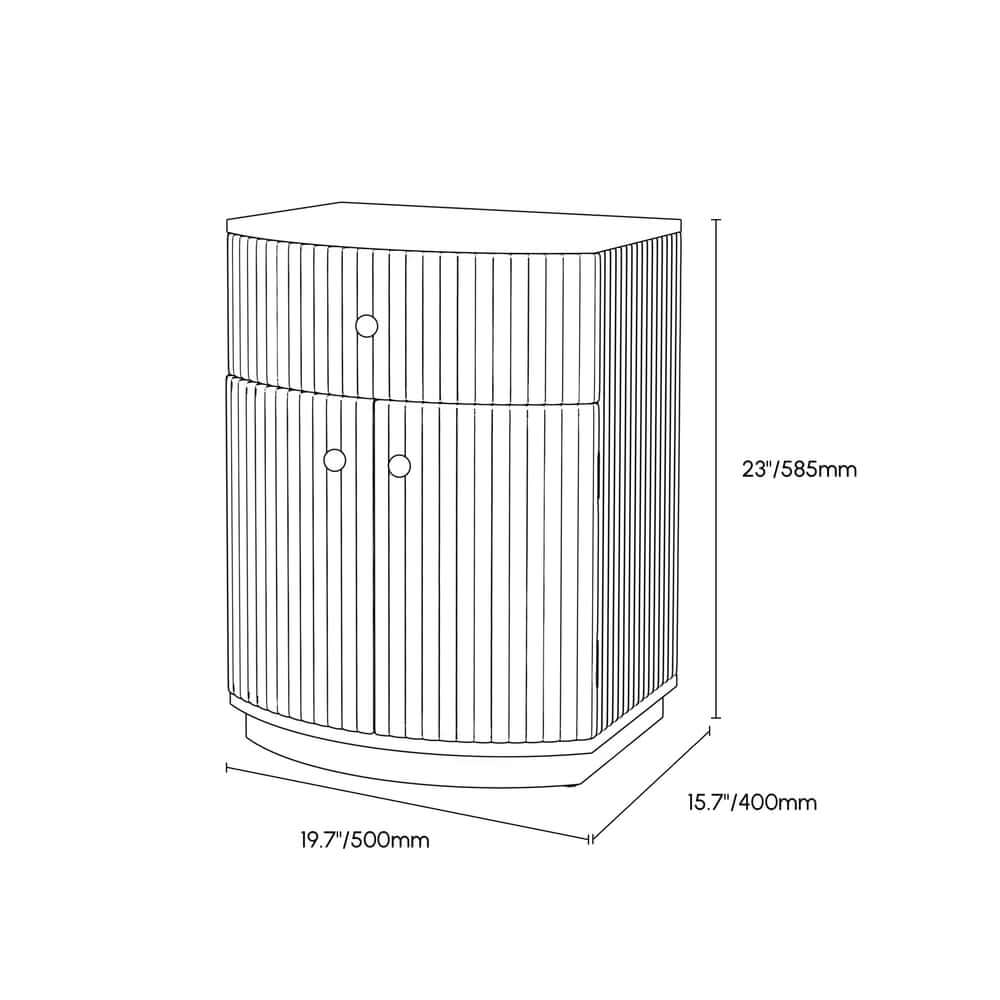 Modern White PU Leather Barrel Nightstand With Drawer Dimensions