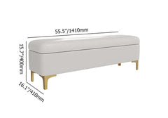 Modern White PU Leather Storage Bench With Gold Metal Legs Dimensions