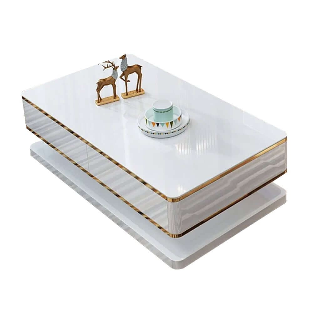 Modern White Rectangle Coffee Table With 4 Drawers