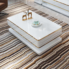 Modern White Rectangle Coffee Table With 4 Drawers