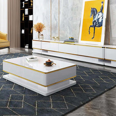 Modern White Rectangle Coffee Table With 4 Drawers