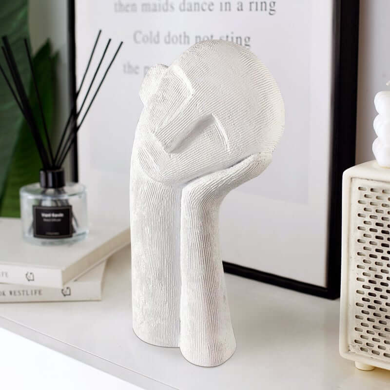 Modern White Resin Abstract Figure Sculpture for Living Room