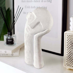 Modern White Resin Abstract Figure Sculpture for Living Room