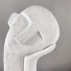 Modern White Resin Abstract Figure Sculpture for Living Room