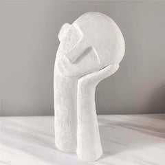 Modern White Resin Abstract Figure Sculpture for Living Room