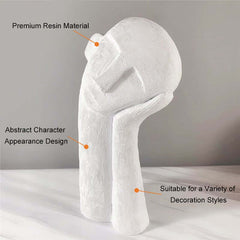 Modern White Resin Abstract Figure Sculpture for Living Room
