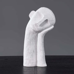 Modern White Resin Abstract Figure Sculpture for Living Room