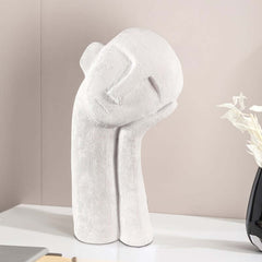 Modern White Resin Abstract Figure Sculpture for Living Room
