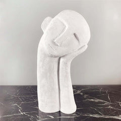 Modern White Resin Abstract Figure Sculpture for Living Room
