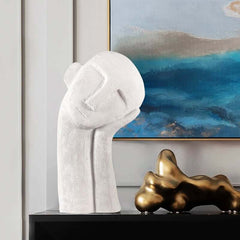 Modern White Resin Abstract Figure Sculpture for Living Room Main Product Image