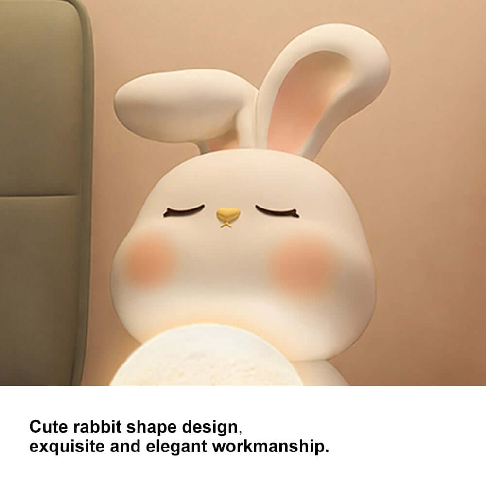 Modern White Resin Animal Sculpture with Moon Lamp, Vertical Floor Decor