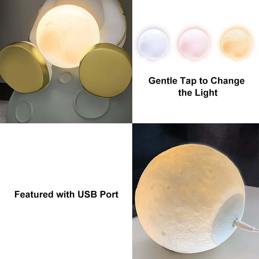 Modern White Resin Nightstand With Shelves And Light