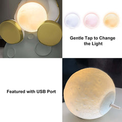 Modern White Resin Nightstand With Shelves And Light