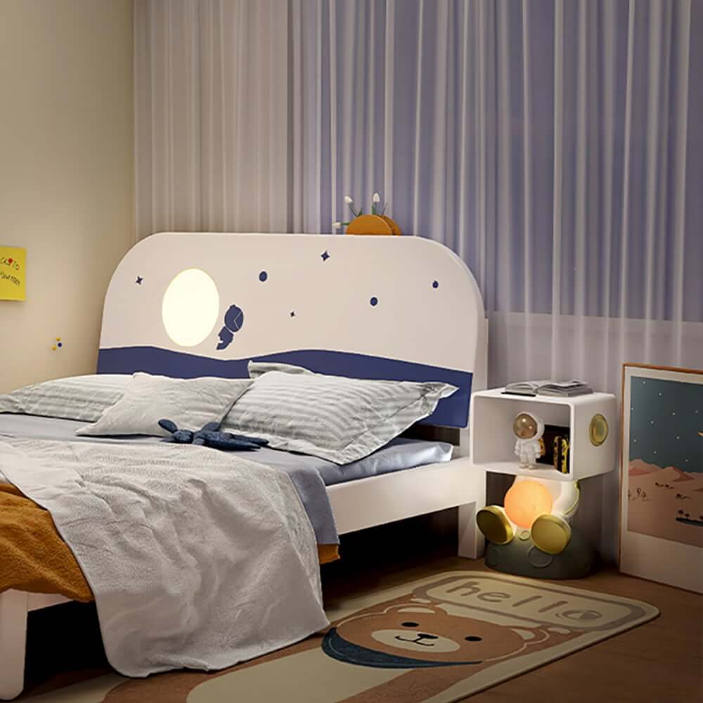 Modern White Resin Nightstand With Shelves And Light