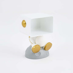 Modern White Resin Nightstand With Shelves And Light