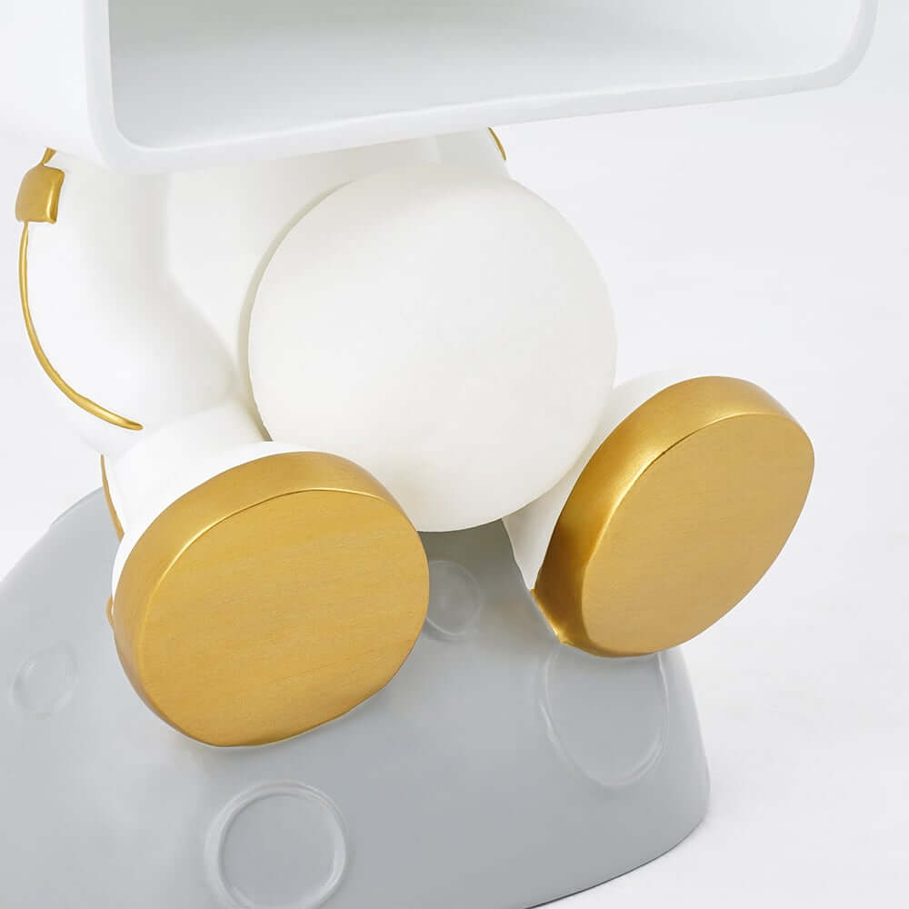 Modern White Resin Nightstand With Shelves And Light