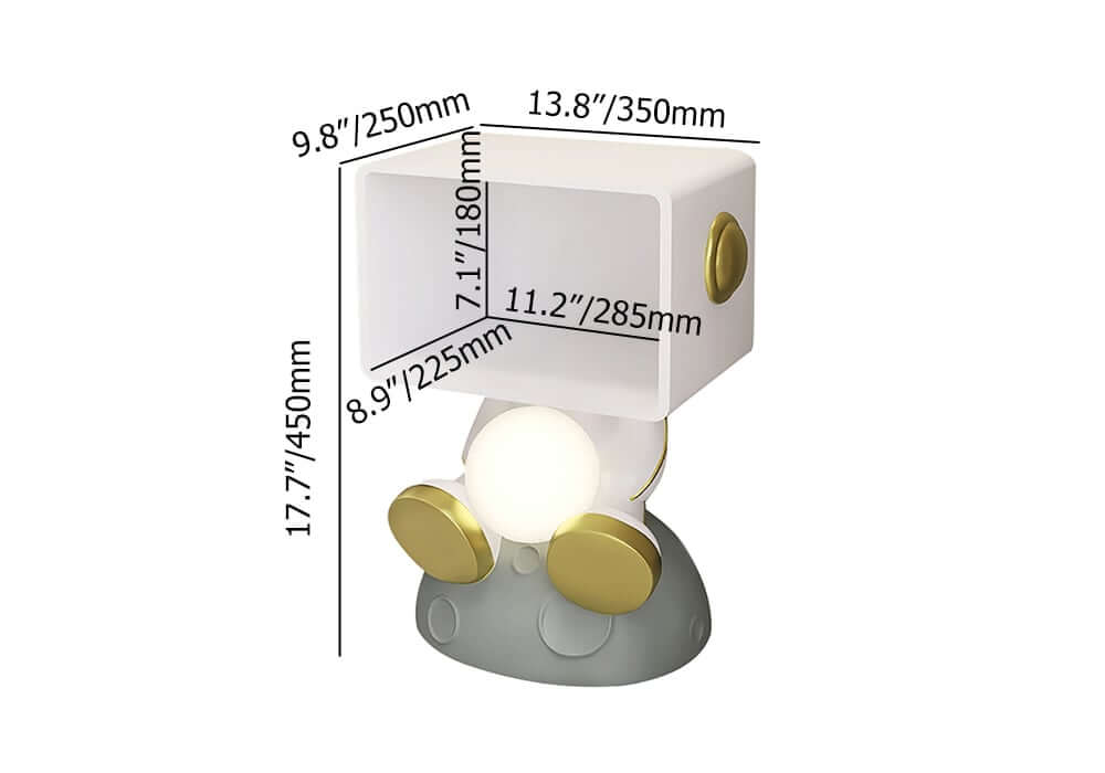 Modern White Resin Nightstand With Shelves And Light Dimensions