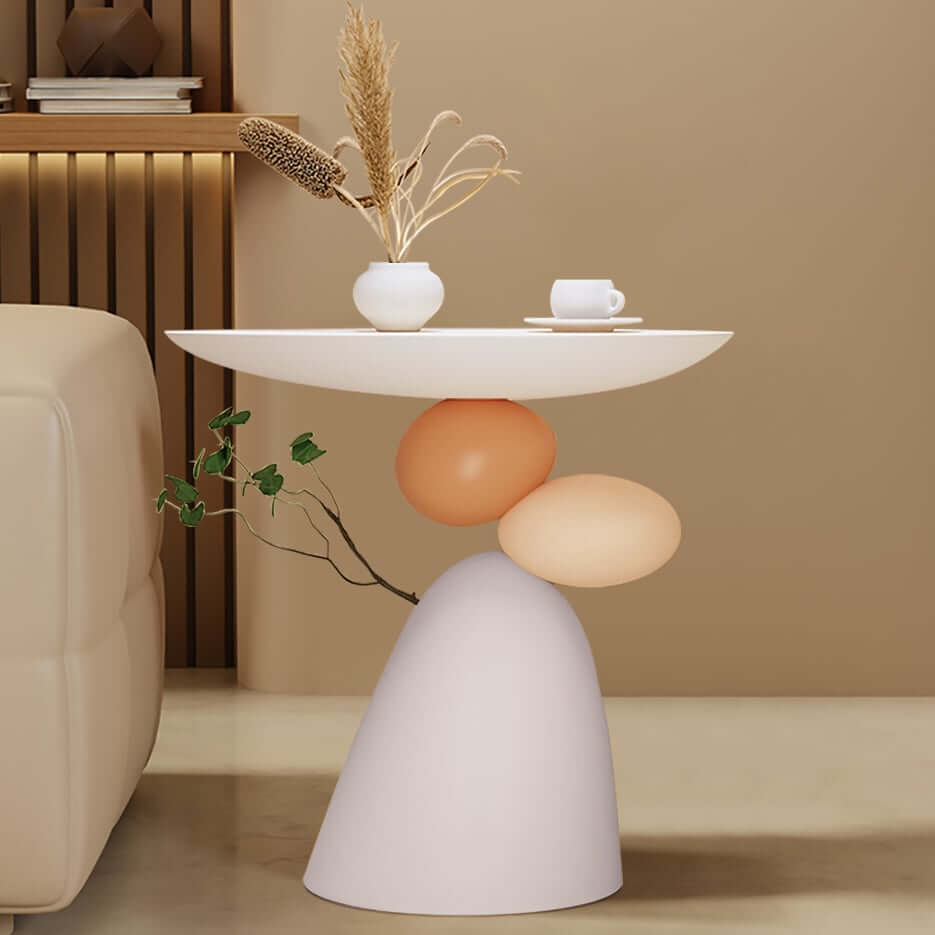 Modern White Resin Novelty Side Table With Pedestal Base