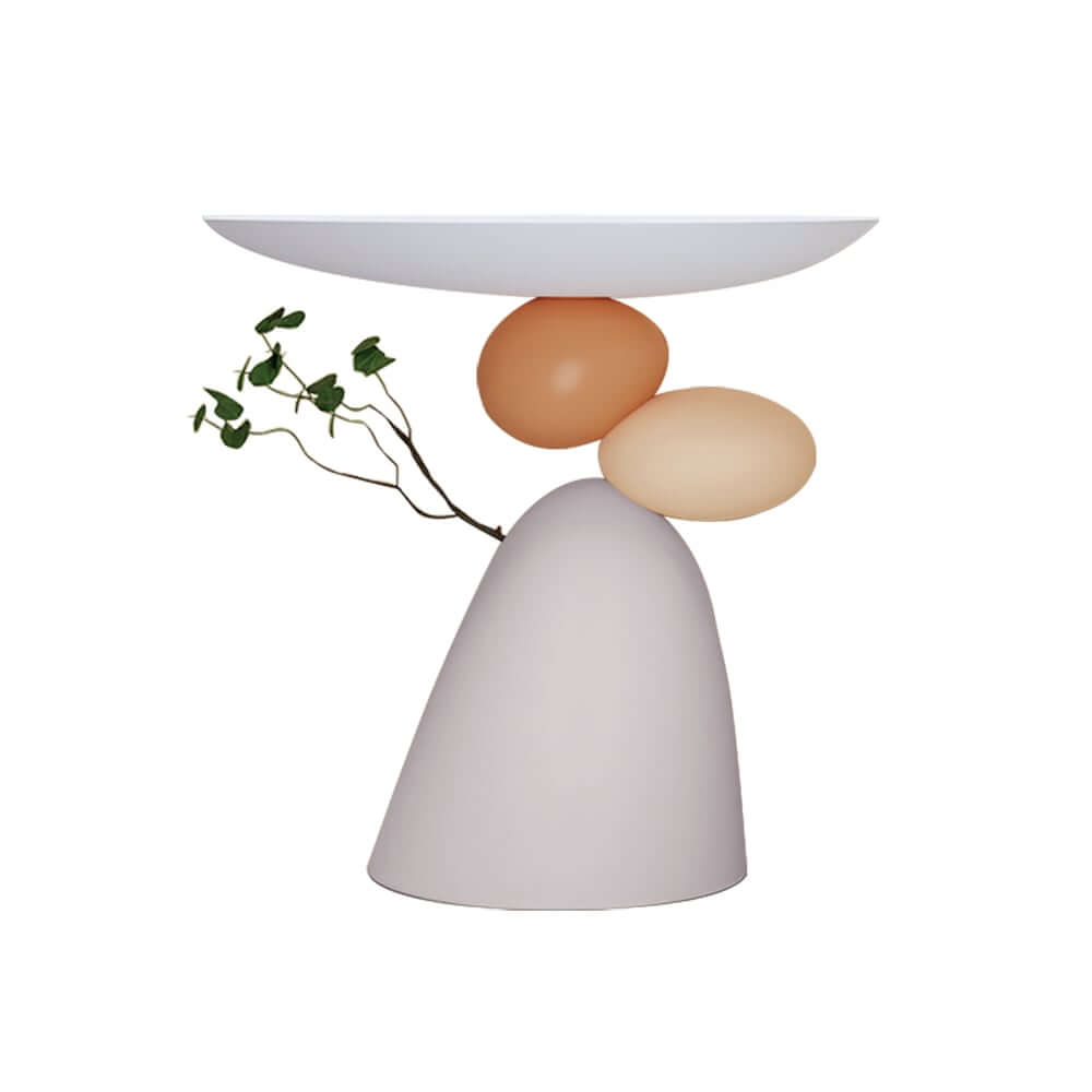 Modern White Resin Novelty Side Table With Pedestal Base