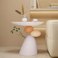 Modern White Resin Novelty Side Table With Pedestal Base