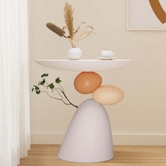 Modern White Resin Novelty Side Table With Pedestal Base