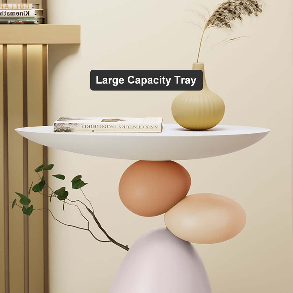 Modern White Resin Novelty Side Table With Pedestal Base