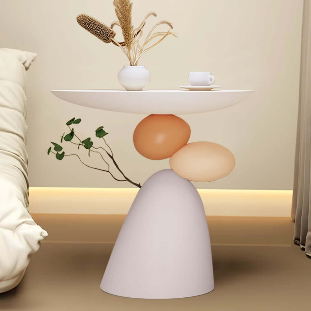 Modern White Resin Novelty Side Table With Pedestal Base Main Product Image