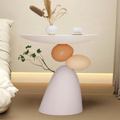 Modern White Resin Novelty Side Table With Pedestal Base Main Product Image